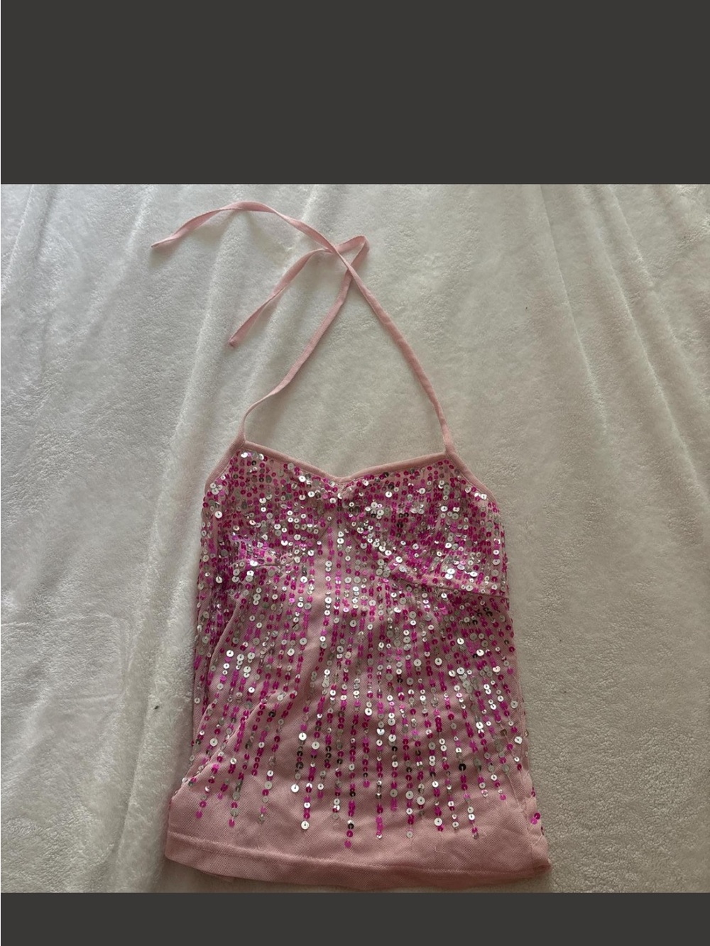 Vintage Pink Sequined Halter Top